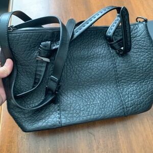 Ted Baker London Black Textured Leather Adjustable Crossbody Bag